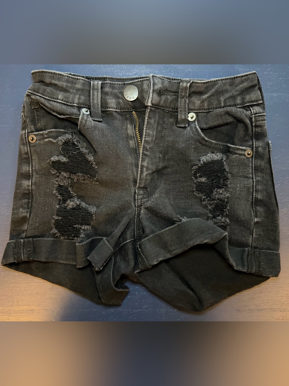 Aeropostale Distressed Black Denim Shorts